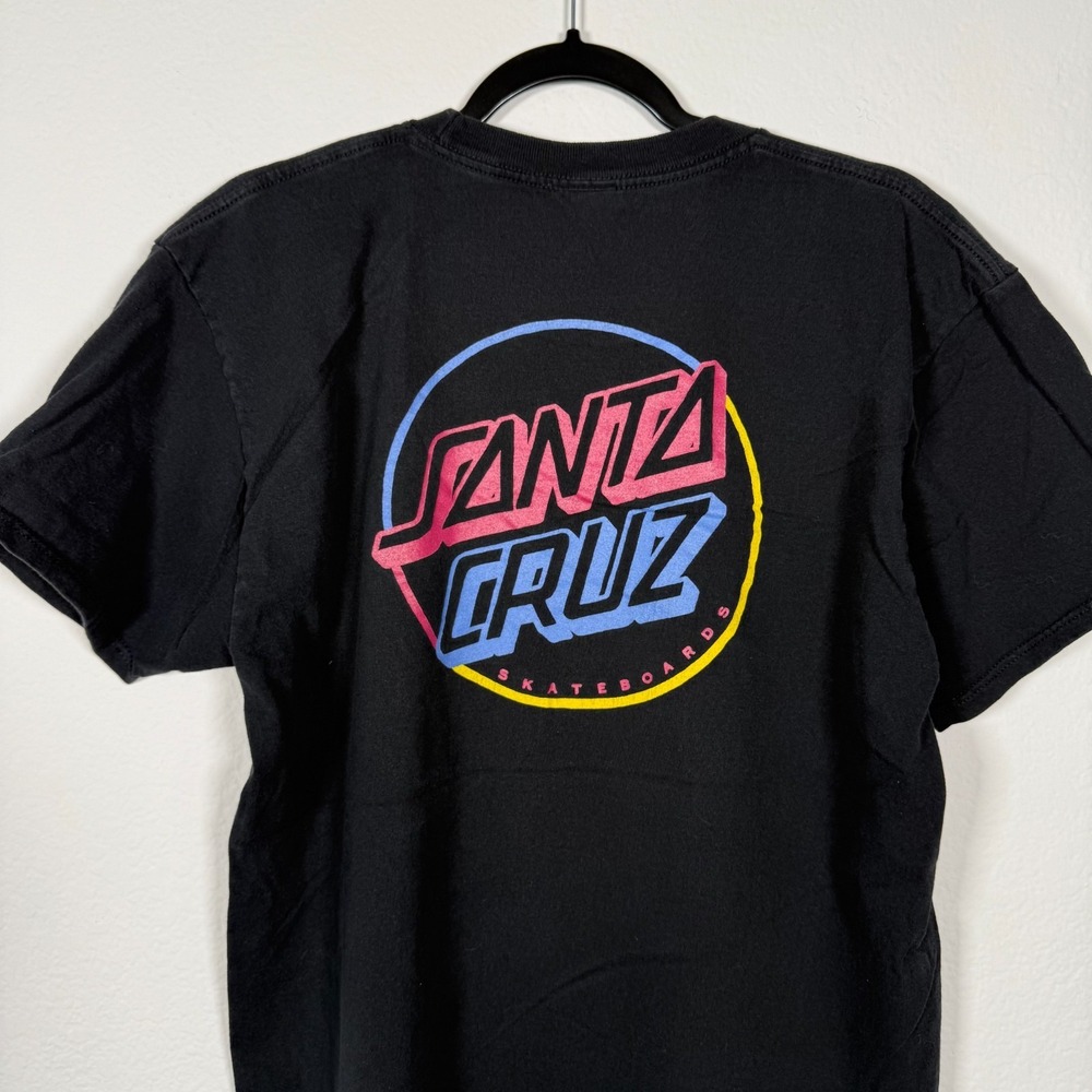 Santa Cruz Neon Classic Dot Skater Tee Black Large Y2K Thrasher Graphic Tee